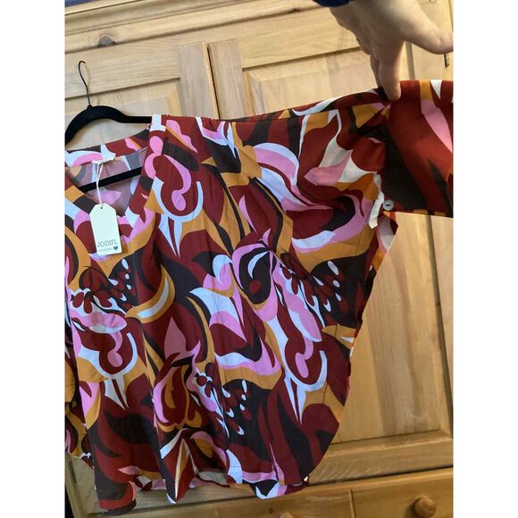 JODIFL | NWT Vibrant 70s Swirl Retro Print Blouse | Medium - Picture 3 of 4